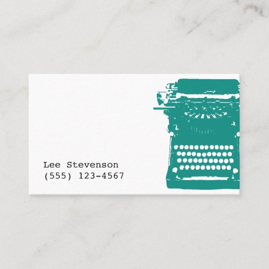Writer Aquamarin Vintage Schreibmaschine Visitenkarte (Vorderseite)