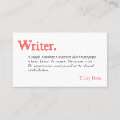Writer Author Simple Word Business Card Visitenkarte (Vorderseite)
