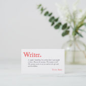 Writer Author Simple Word Business Card Visitenkarte (Stehend Vorderseite)