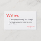 Writer Author Simple Word Business Card Visitenkarte (Vorderseite)