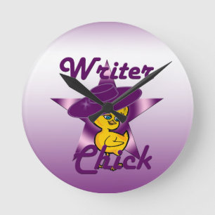 Writer Chick #9 Runde Wanduhr
