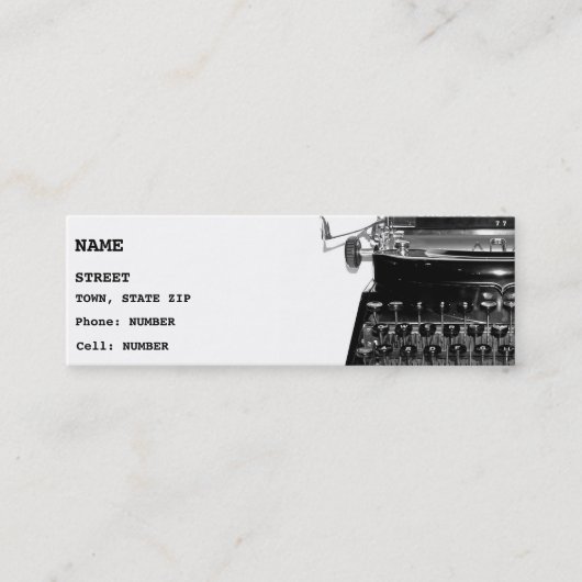 Writer Editor Author Novelist Book Business Card Mini Visitenkarte (Vorderseite)