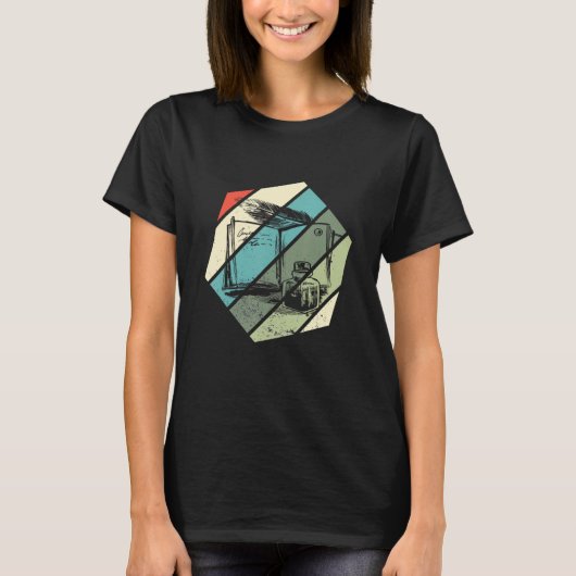 Writer Hexa Retro Novel Writer Reading Book T-Shirt (Vorderseite)