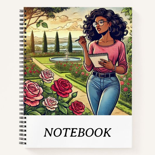 Writer in a Garden of Roses Spiral Notebook Notizblock (Vorderseite)