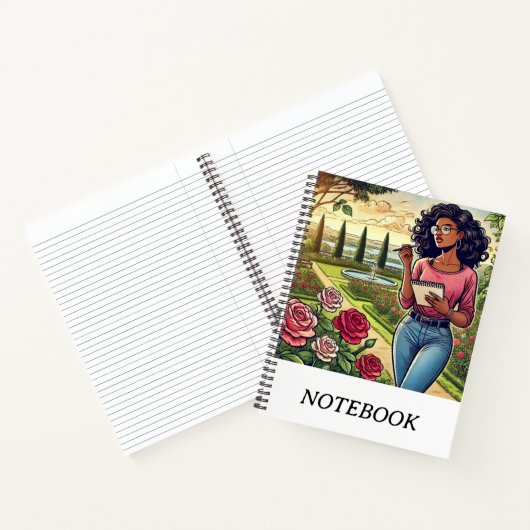 Writer in a Garden of Roses Spiral Notebook Notizblock (Innenseite)