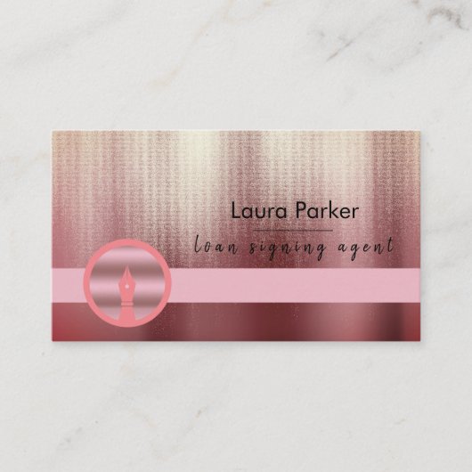 Writer Loan Signing Agent Nib Rose Gold Notar Visitenkarte (Vorderseite)