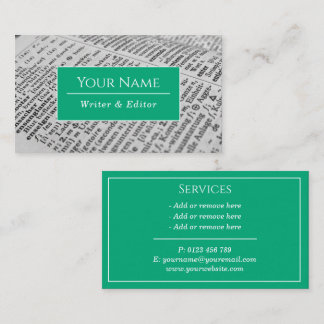 Writer Modern Typografy Classic Business Card Visitenkarte