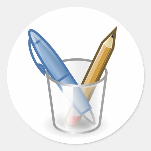 Writer Pen Pencil Cup Runder Aufkleber (Vorderseite)