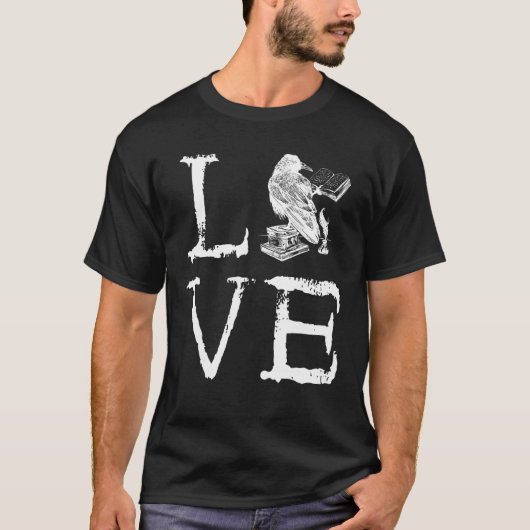 Writer Raven Love Book  Reading Novel Writing T-Shirt (Vorderseite)