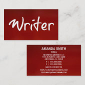 Writer Red Business Card Visitenkarte (Vorne/Hinten)