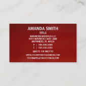Writer Red Business Card Visitenkarte (Rückseite)