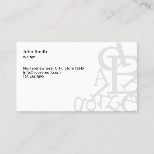 Writer Stylish Random Words Visitenkarte (Vorderseite)