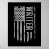 Writer USA Flag Distressed design Poster (Vorne)