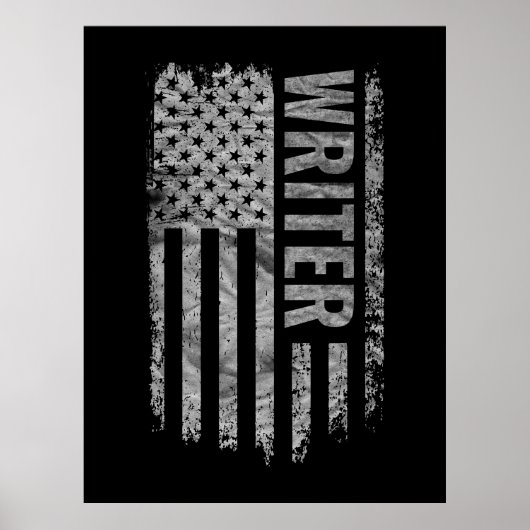 Writer USA Flag Distressed design Poster (Vorne)