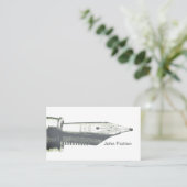 Writer Vintag Silver Fountain Pen Nib Logo Visitenkarte (Stehend Vorderseite)