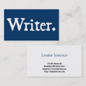 Writer White Lettering Visitenkarte (Vorne/Hinten)