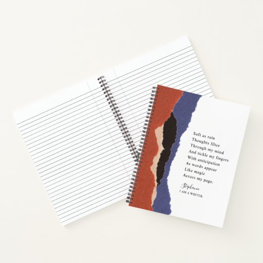 Writername Motivierend Gedicht Abstrakt Torn Paper Notizblock (Innenseite)