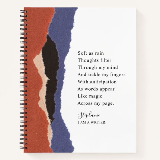 Writername Motivierend Gedicht Abstrakt Torn Paper Notizblock (Vorderseite)