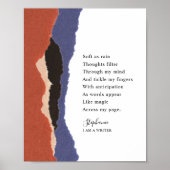 Writername Motivierend Gedicht Abstrakt Torn Paper Poster (Vorne)