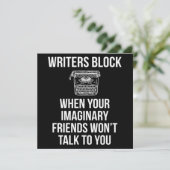 Writers Block Author Bookworm Geschenk Einladung (Stehend Vorderseite)