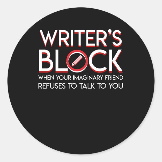 Writers Block Imaginary Friend Refeuses Runder Aufkleber (Vorderseite)