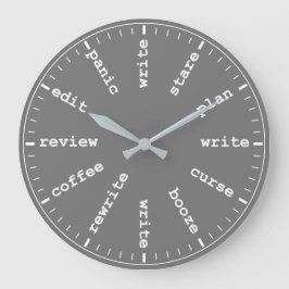 Writer's Clock - Whimsical Writing Joke in Gray Große Wanduhr