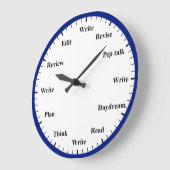 Writer's Clock - Writing Job Fun Dark Blue Clock Große Wanduhr (Winkel)