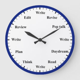 Writer's Clock - Writing Job Fun Dark Blue Clock Große Wanduhr