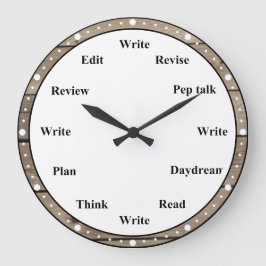 Writer's Clock - Writing Job Fun Faux Brown Wood Große Wanduhr
