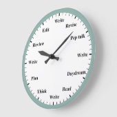 Writer's Clock - Writing Job Fun Mint Blue Clock Große Wanduhr (Winkel)