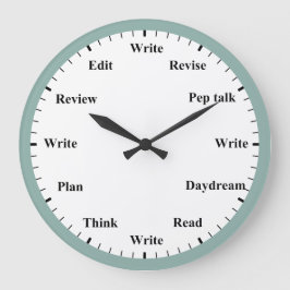 Writer's Clock - Writing Job Fun Mint Blue Clock Große Wanduhr