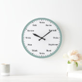 Writer's Clock - Writing Job Fun Mint Blue Clock Große Wanduhr (Zuhause)