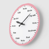 Writer's Clock - Writing Job Fun Pink Wall Clock Große Wanduhr (Winkel)