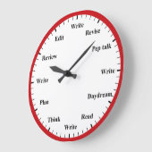 Writer's Clock - Writing Job Fun Red Wall Clock Große Wanduhr (Winkel)
