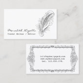 Writer's Quill Author Business Card Visitenkarte (Vorne/Hinten)
