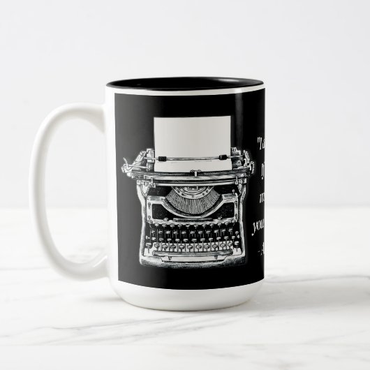 Writer's Zitat Vintage Schreibmaschine Zweifarbige Tasse (Links)