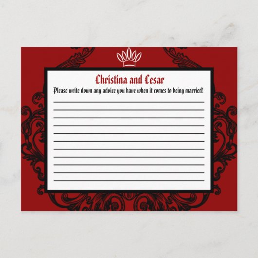Writing Advice Card Raspberry Crimson Red Verziert Hinweiskarte (Vorderseite)