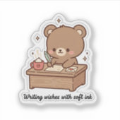 Writing Wishes with Soft Ink | Cute Bear Writing  Aufkleber (Vorderseite)