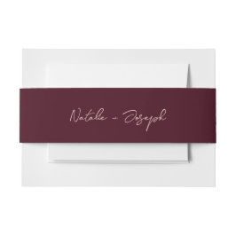 Written Deep Burgundy Retro Whimsical Wedding Einladungsbanderole