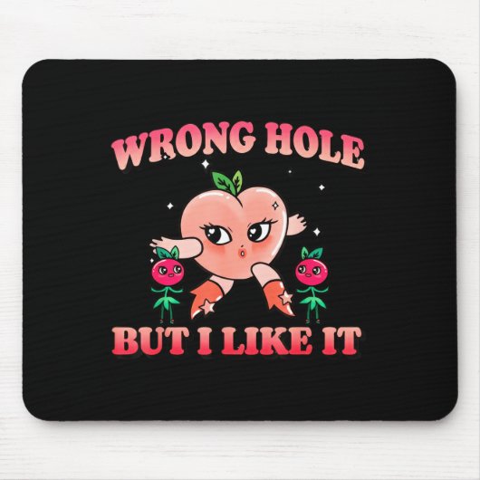 Wrong Hole Peach Naughty Cartoon Retro Adult Humor Mousepad (Vorne)