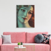WT Benda Beautiful Art Deco Lady Diptych Leinwanddruck (Insitu (Wohnzimmer))