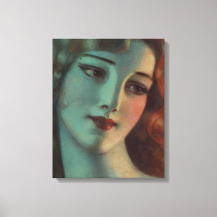 WT Benda wunderschönes Art Deco Lady Diptych Leinwanddruck