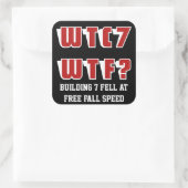 WTC 7 WTF auf schwarz Quadratischer Aufkleber (Tasche)