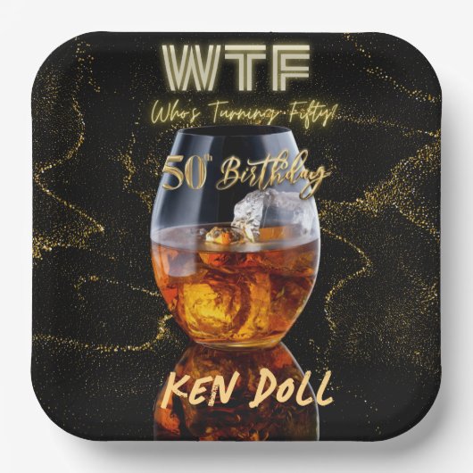 WTF 50 Men's 50. Geburtstagsparty Pappteller (Vorderseite)