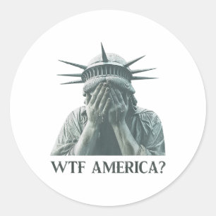Wtf America Statue of Liberty Cry Runder Aufkleber
