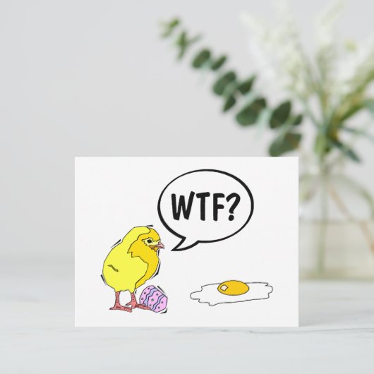 WTF Chick Postkarte (Stehend Vorderseite)