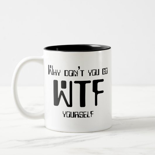 WTF Tasse - zwei Ton b&w (Links)