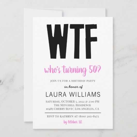 WTF Wer macht 50? Einladung zum Geburtstag (Vorderseite)