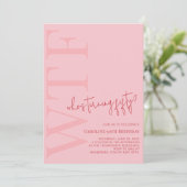 WTF Wer wird Fünfzig | Pink Rot Moderne Geburtstag Einladung (Stehend Vorderseite)