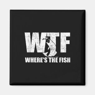 Wtf Wheres The Fish Mens Funny Fishing Gaben Faste Magnet